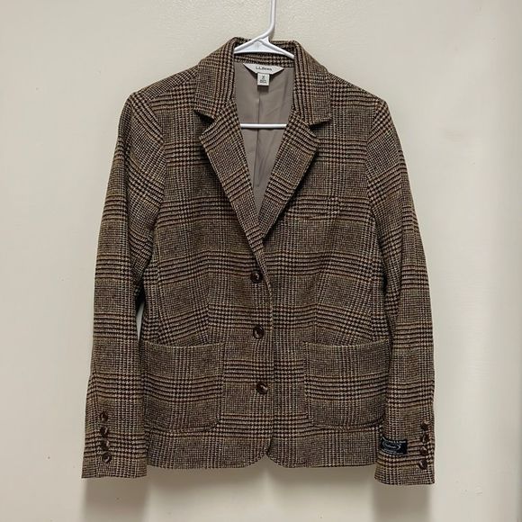 LL Bean Wool Silk Plaid Blazer - Picture 1 of 7